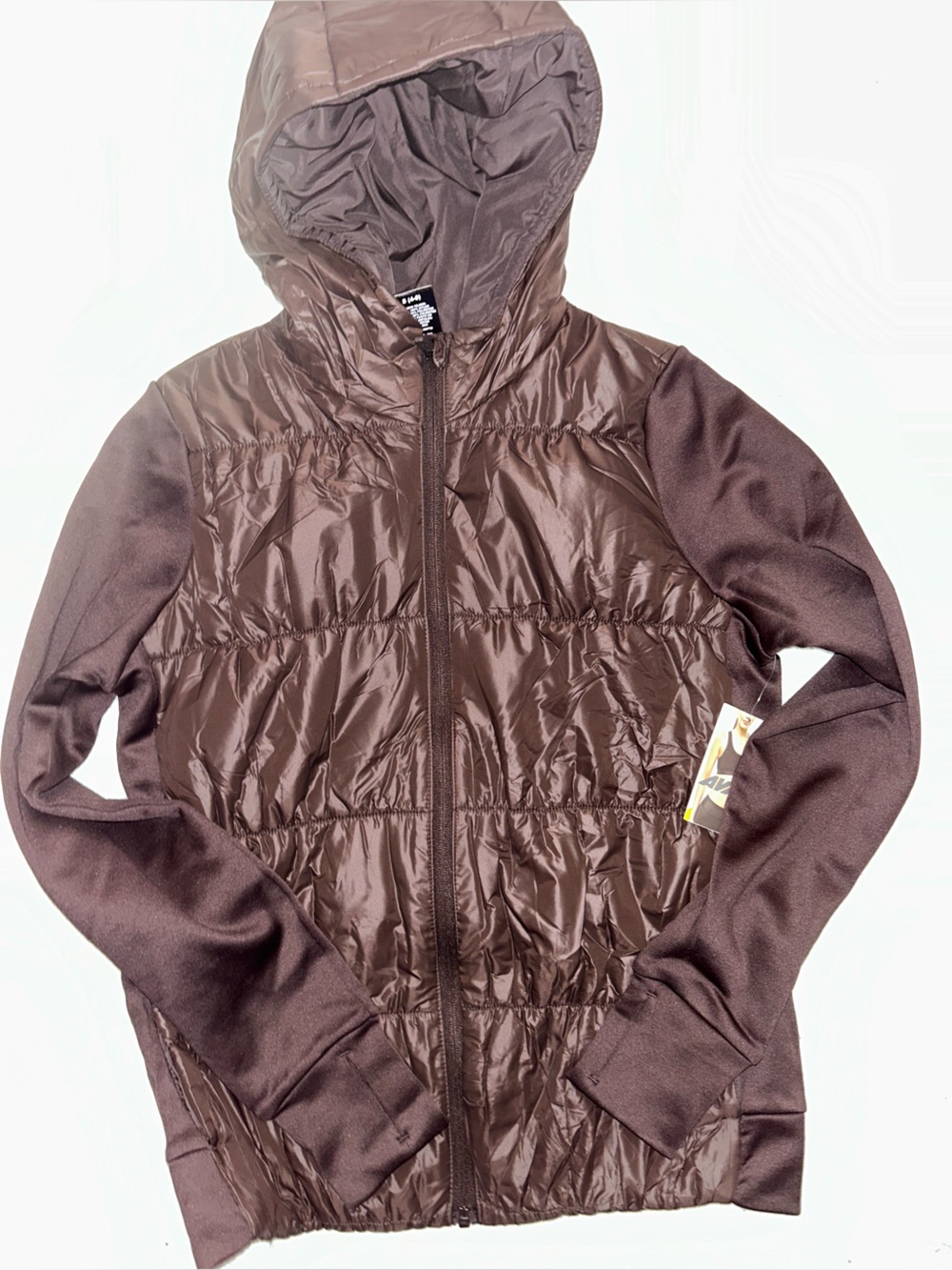 Avia Brown Quilted Hooded Puffer Jacket